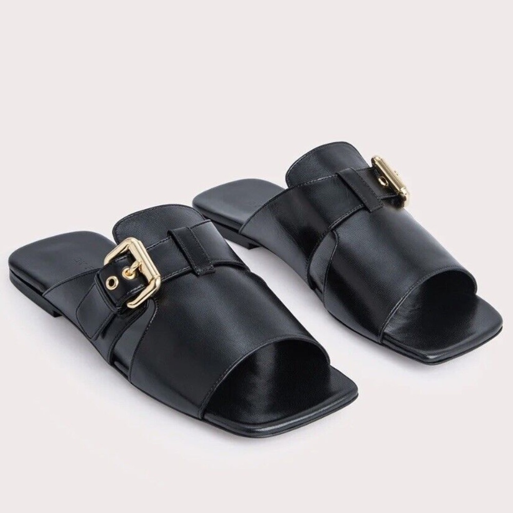 BY FAR Black Italian Leather Sandals 6/36 NWT